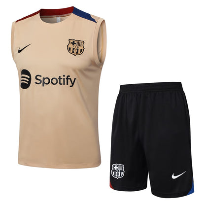 2024-25 FC Barcelona Sleeveless Training Set Beige