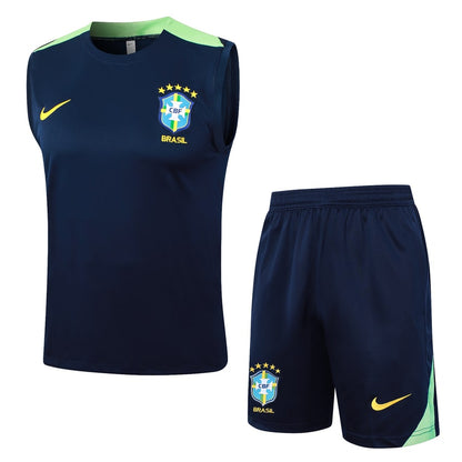 2024-25 Brazil Sleeveless Training Set Dark Blue
